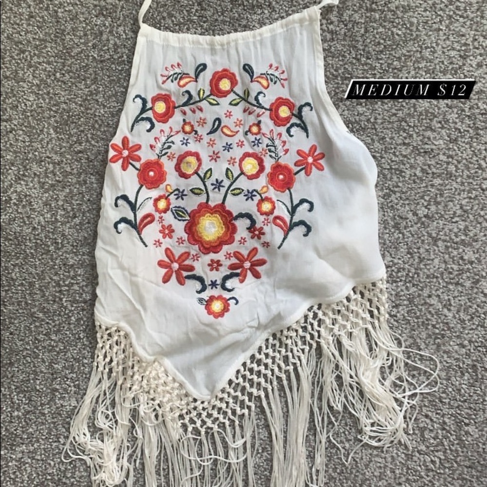 Tie neck fringe tank